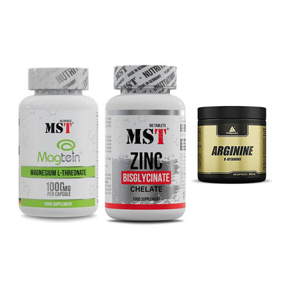 Ausdauer-Set: MST Magnesium + MST Zinc Chelate + Peak Arginin – alle enthaltenen Artikel
