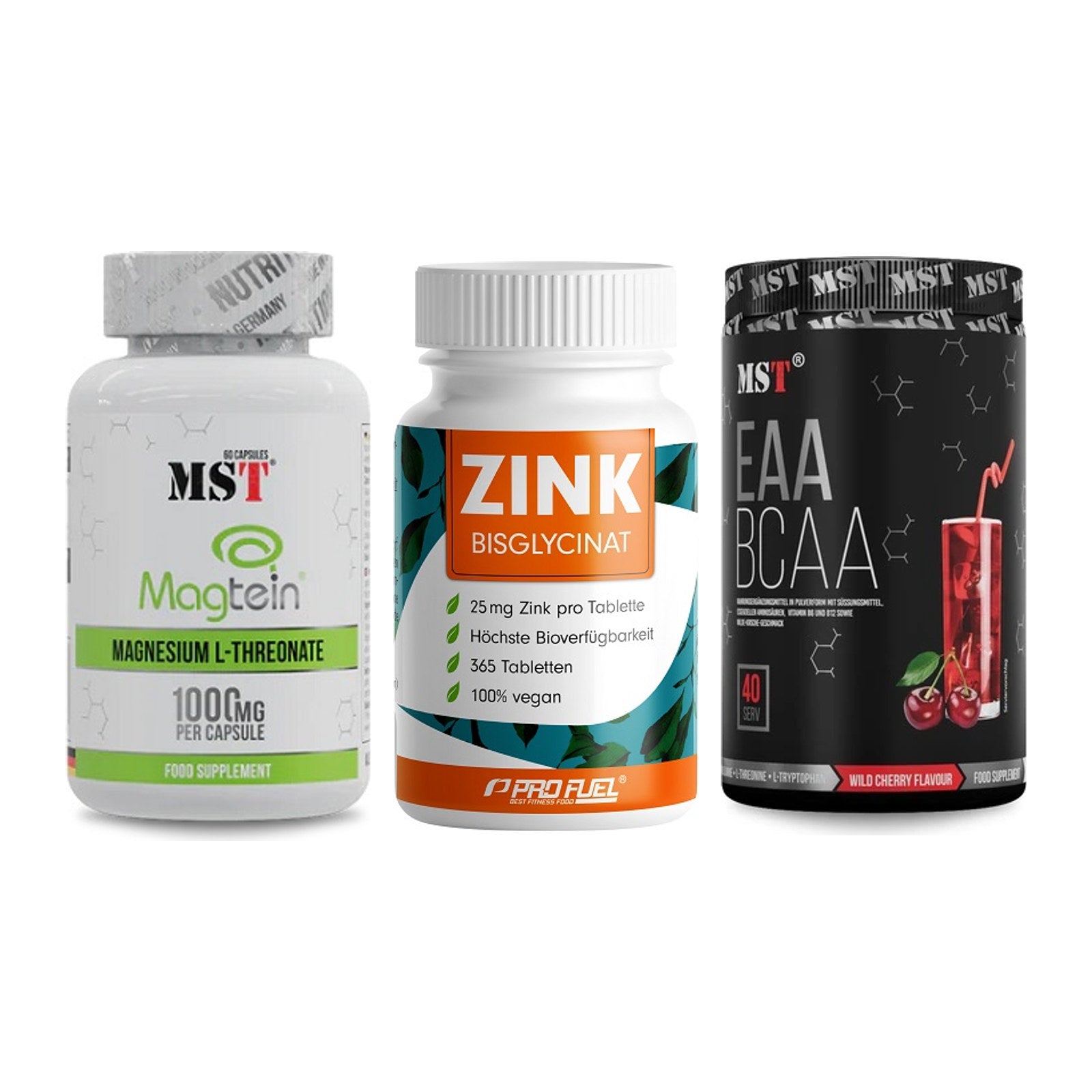 Ausdauer-Set: MST Magnesium + ProFuel Zink + MST EAA & BCAA – alle enthaltenen Artikel