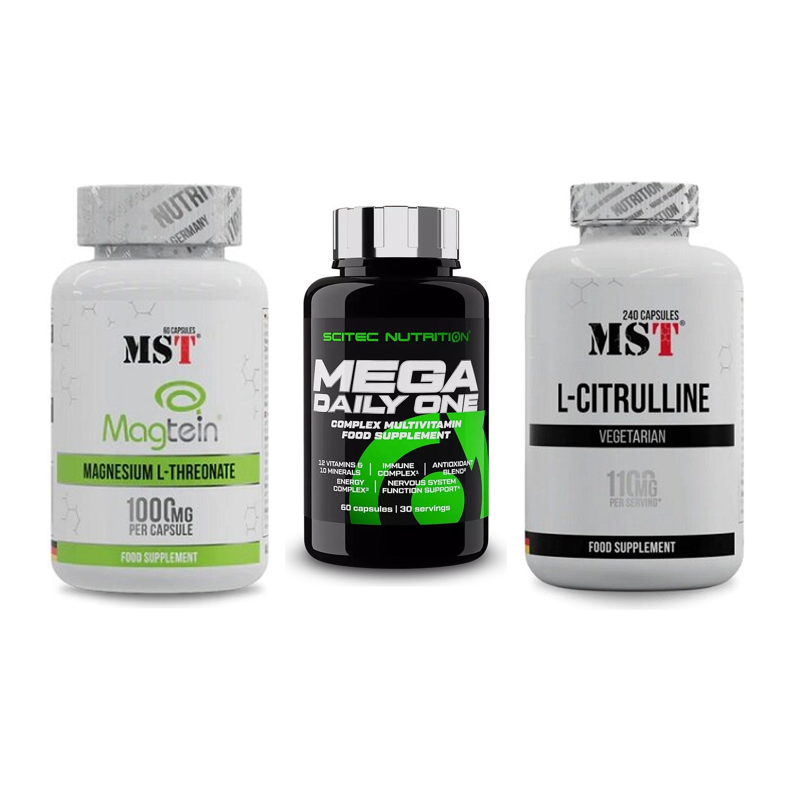 Ausdauer-Set: MST Magnesium + Scitec Mega + MST Citrulline – alle enthaltenen Artikel