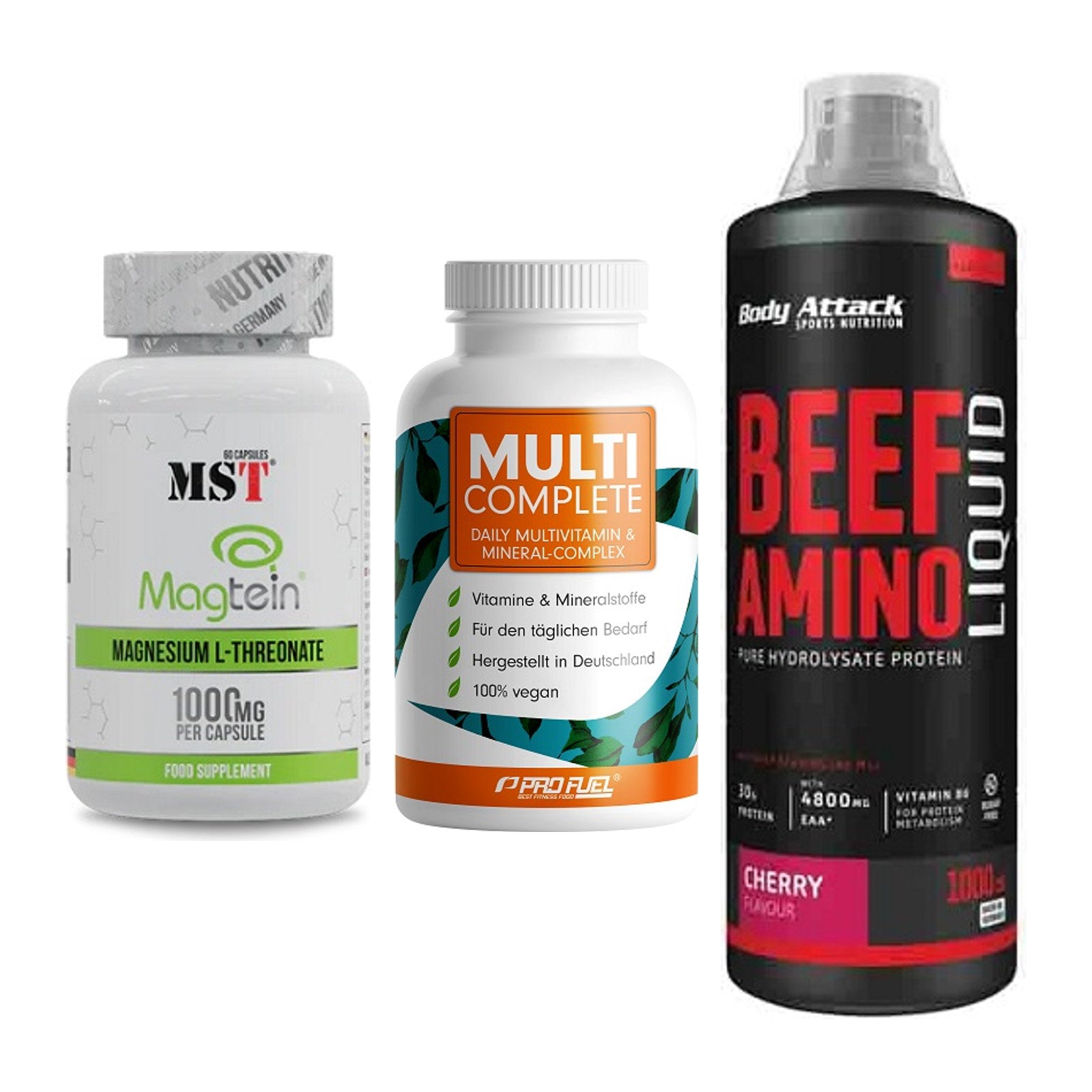 Ausdauer-Set: MST Magnesium + ProFuel MULTI + Body Attack Beef – alle enthaltenen Artikel