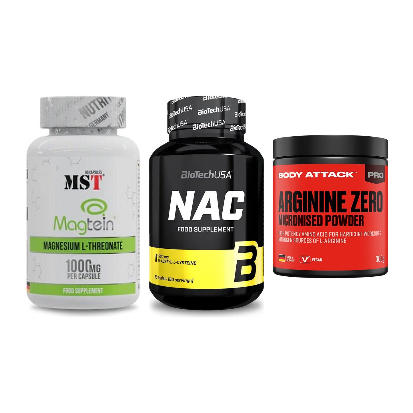 Ausdauer-Set: MST Magnesium + BioTech NAC + Body Attack 100 – alle enthaltenen Artikel