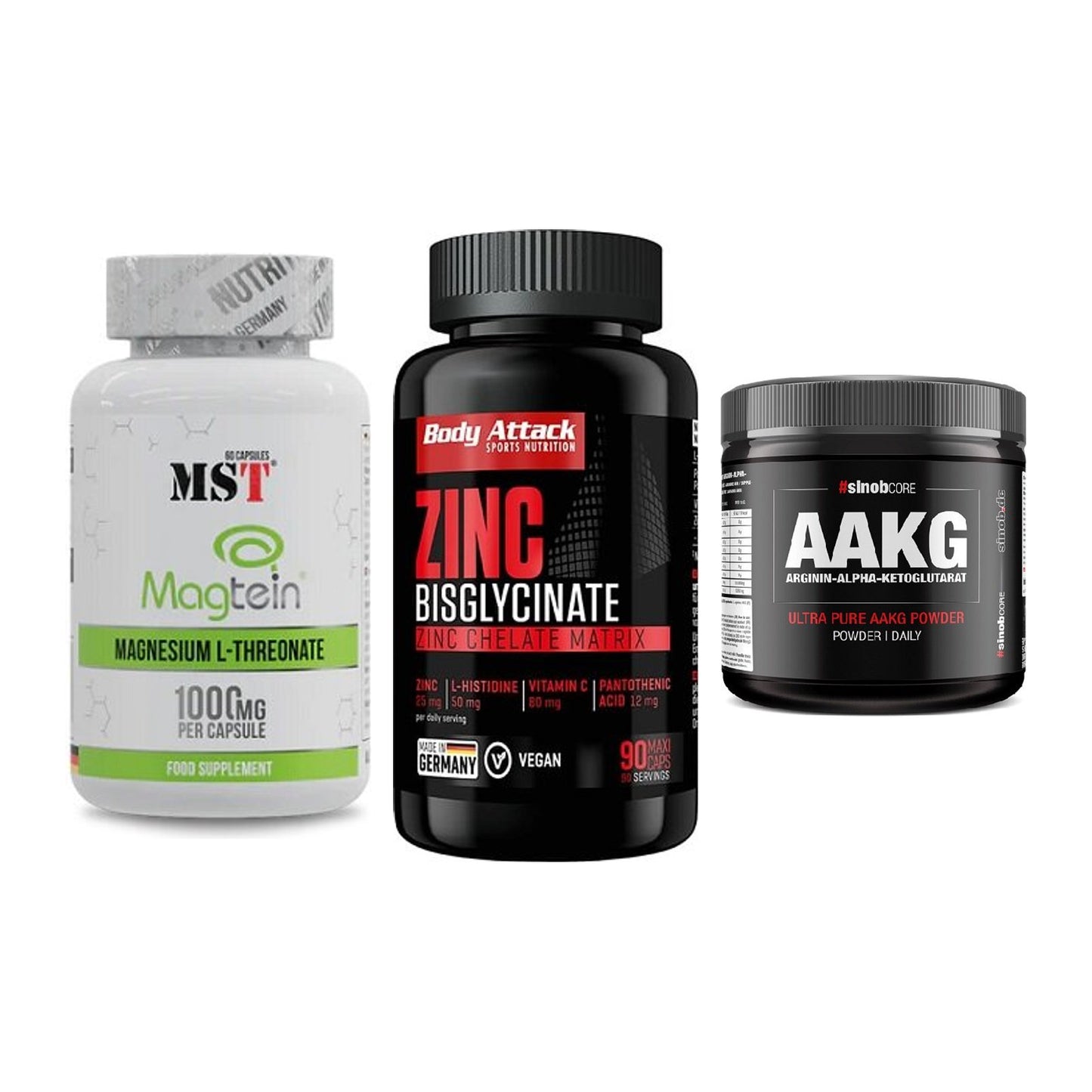 Ausdauer-Set: MST Magnesium + Body Attack Zink + Sinob Core – alle enthaltenen Artikel