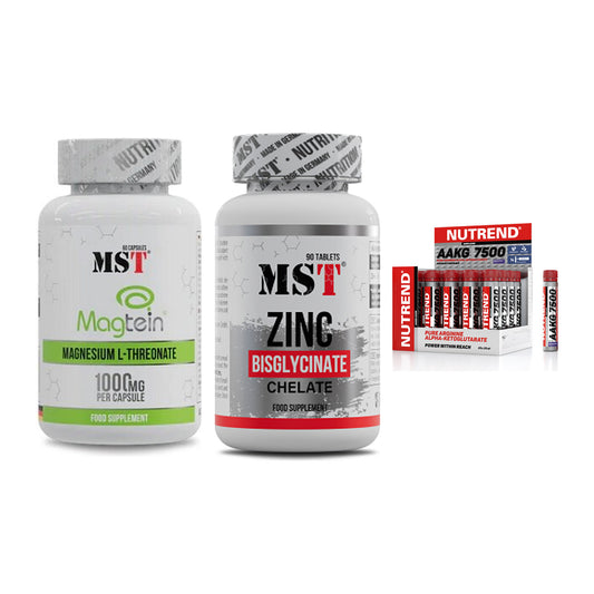 Ausdauer-Set: MST Magnesium + MST Zinc Chelate + Nutrend AAKG – alle enthaltenen Artikel