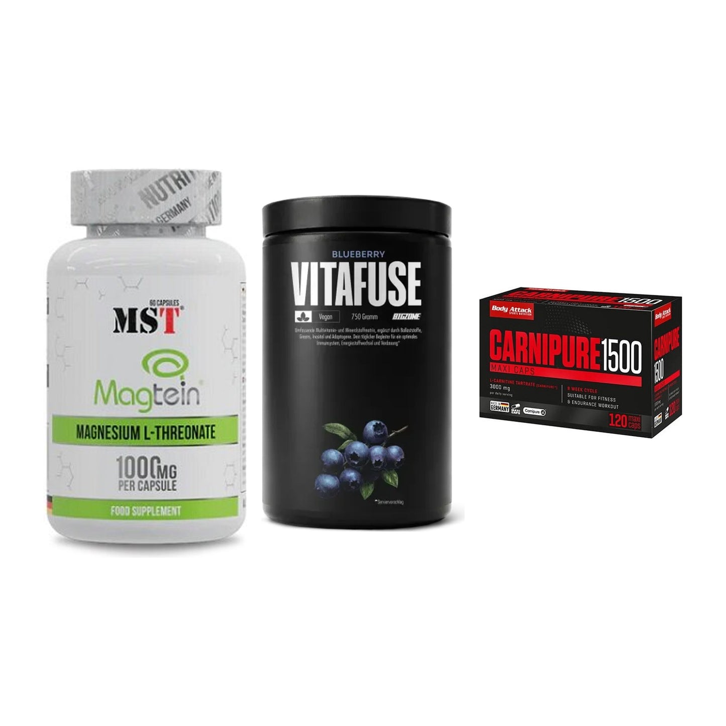 Ausdauer-Set: MST Magnesium + Big Zone Vitafus + Body Attack – alle enthaltenen Artikel