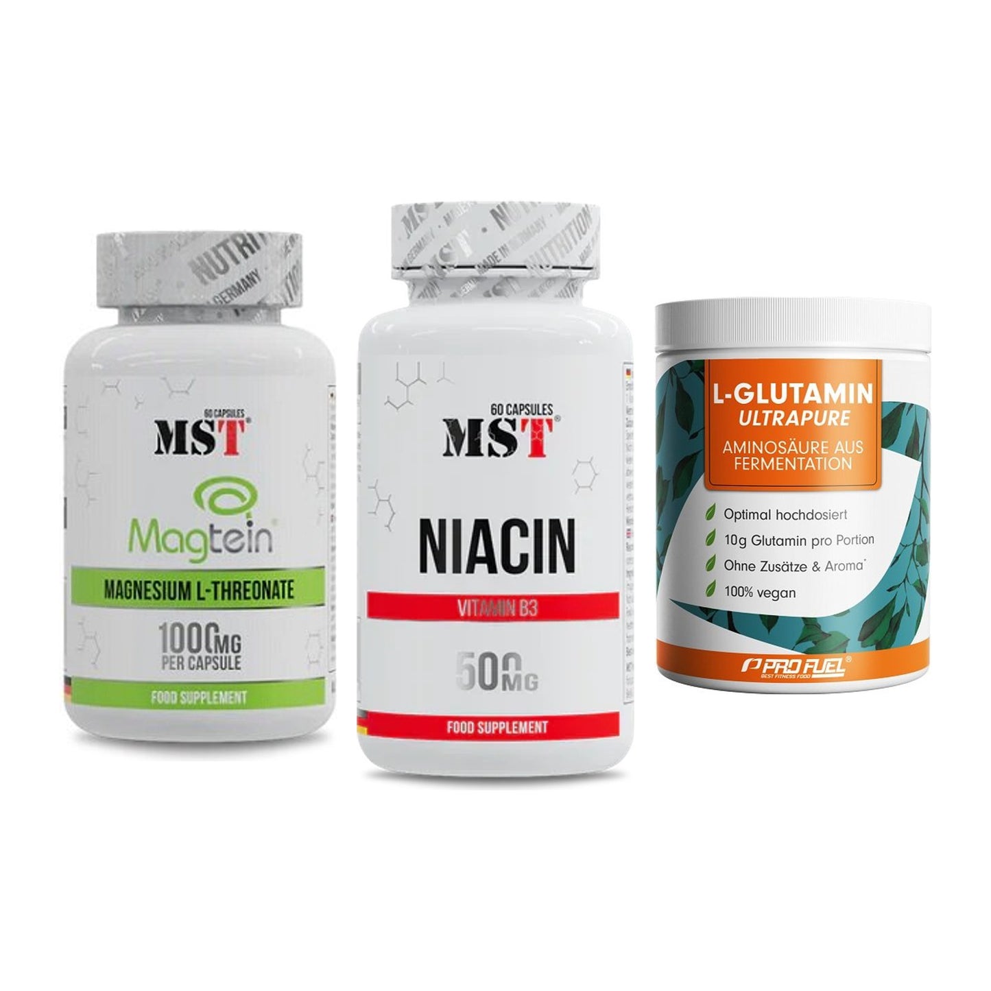 Ausdauer-Set: MST Magnesium + MST Niacin + ProFuel Glutamin – alle enthaltenen Artikel