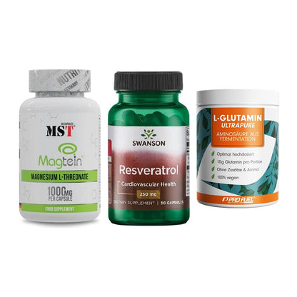Ausdauer-Set: MST Magnesium + Swanson Resverat + ProFuel Glutamin – alle enthaltenen Artikel