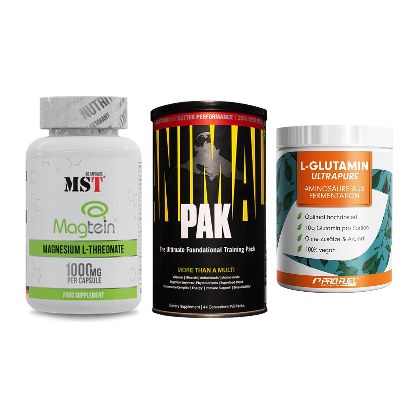 Ausdauer-Set: MST Magnesium + Universal Animal + ProFuel Glutamin – alle enthaltenen Artikel