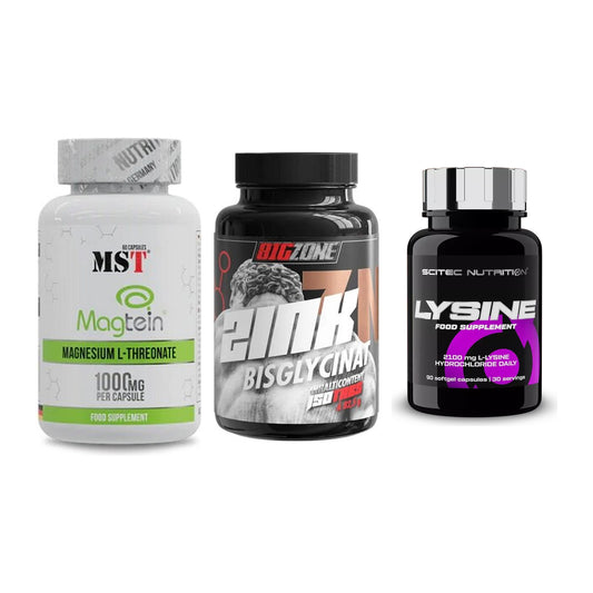 Ausdauer-Set: MST Magnesium + Big Zone Zink + Scitec Lysine – alle enthaltenen Artikel
