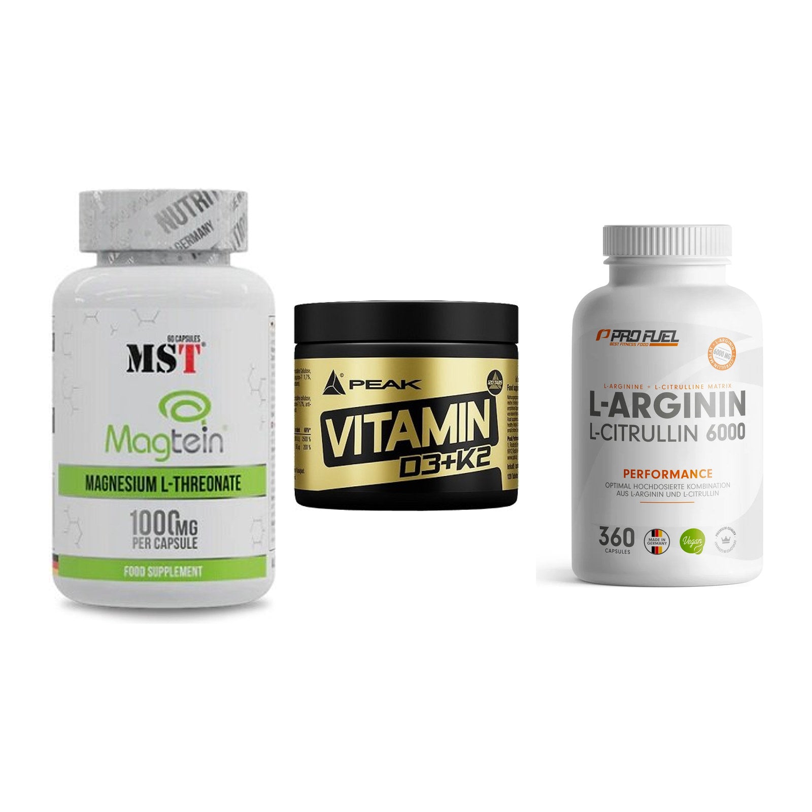 Ausdauer-Set: MST Magnesium + Peak Vitamin + ProFuel L-Argini – alle enthaltenen Artikel