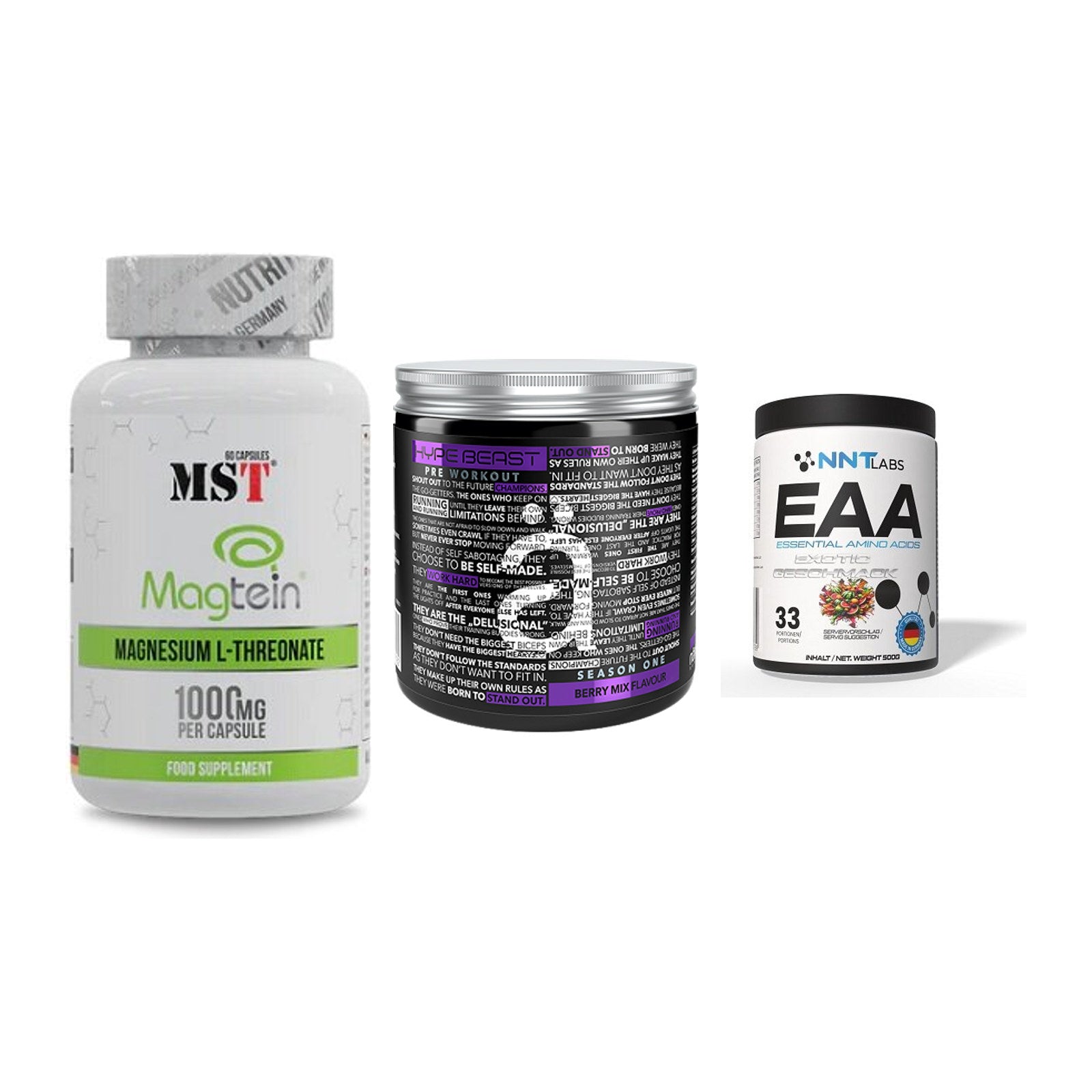 Ausdauer-Set: MST Magnesium + Nanosupps Hype + NNT EAA – alle enthaltenen Artikel