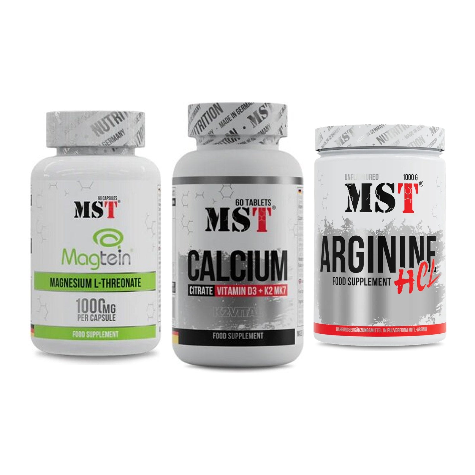 Ausdauer-Set: MST Magnesium + MST Calcium + MST Arginine HCL – alle enthaltenen Artikel