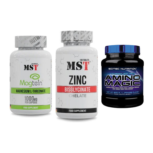 Ausdauer-Set: MST Magnesium + MST Zinc Chelate + Scitec Amino – alle enthaltenen Artikel