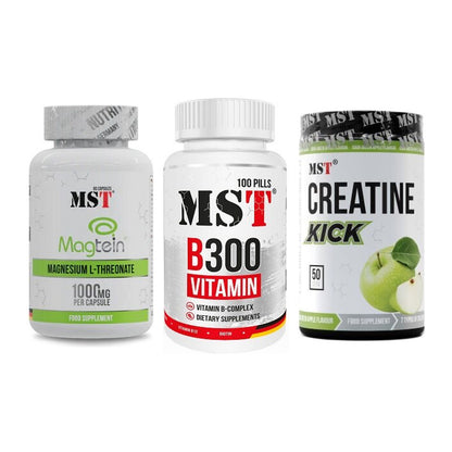Ausdauer-Set: MST Magnesium + MST B300 B-Compl + MST Creatine – alle enthaltenen Artikel