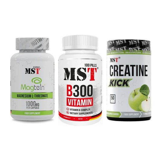 Ausdauer-Set: MST Magnesium + MST B300 B-Compl + MST Creatine – alle enthaltenen Artikel