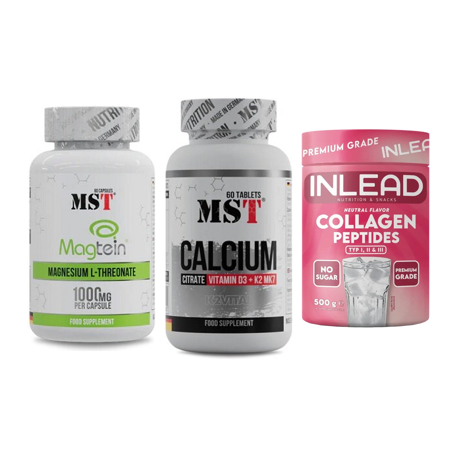 Ausdauer-Set: MST Magnesium + MST Calcium + INLEAD Collagen – alle enthaltenen Artikel