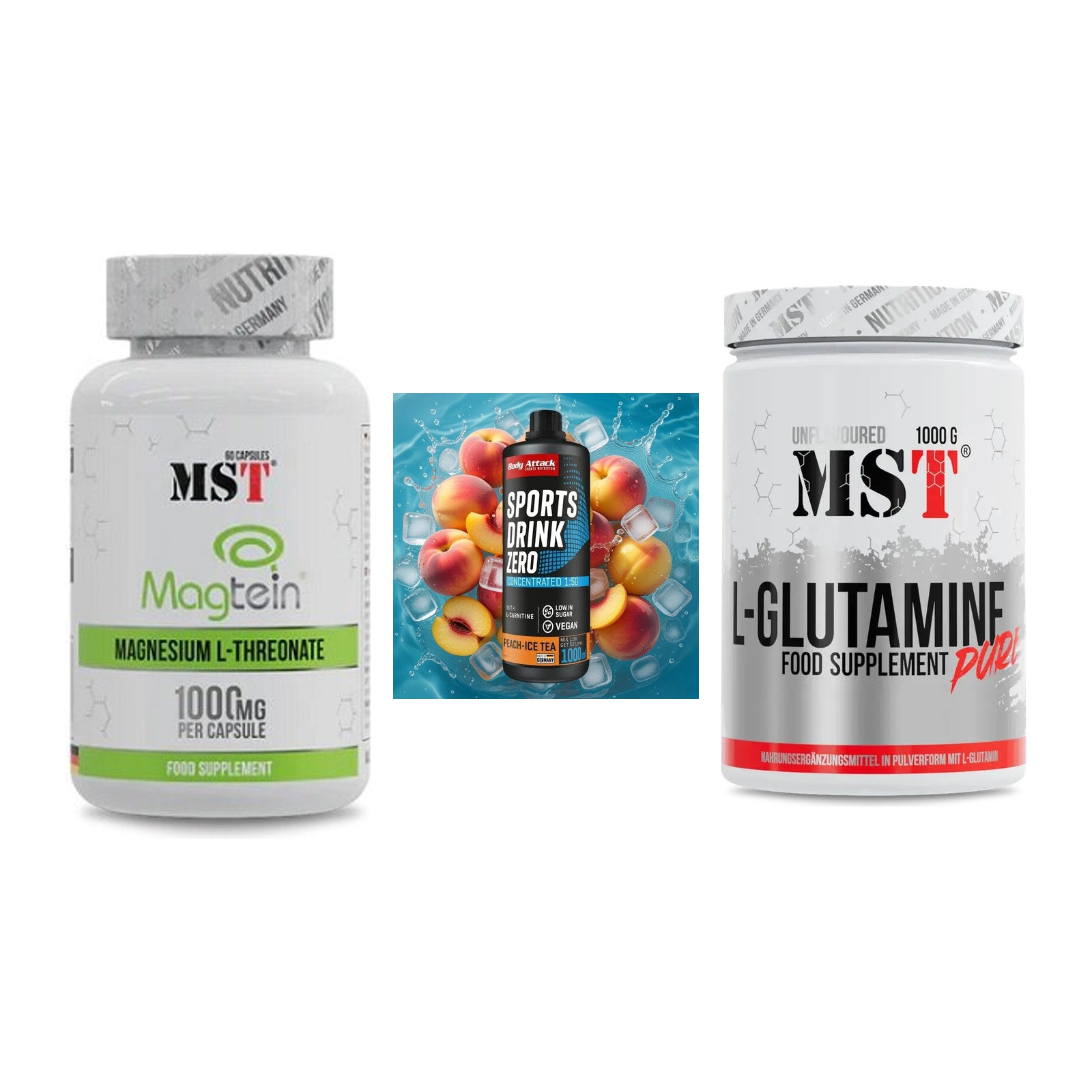 Ausdauer-Set: MST Magnesium + Body Attack + MST Glutamine – alle enthaltenen Artikel