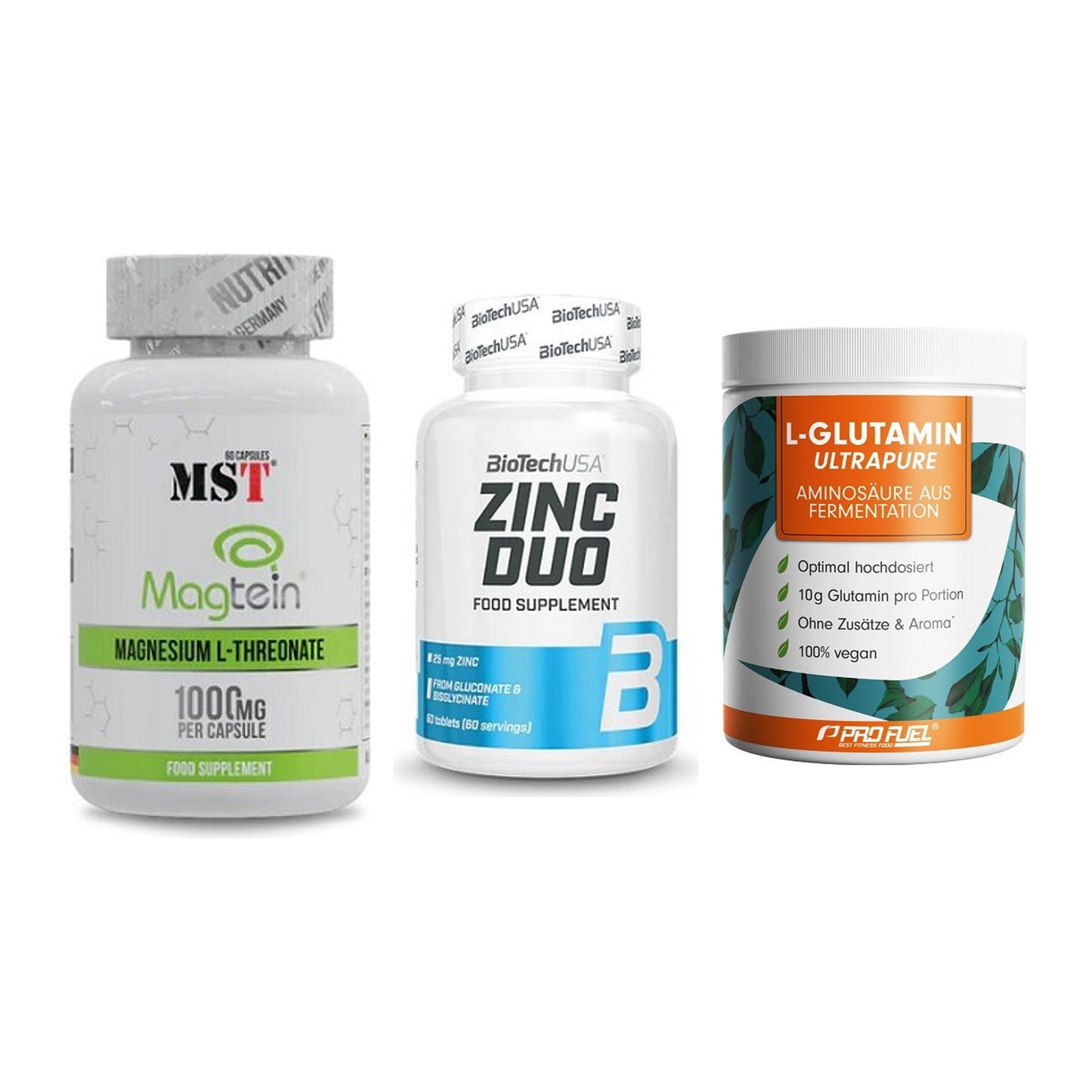 Ausdauer-Set: MST Magnesium + BioTech Zinc Duo + ProFuel Glutamin – alle enthaltenen Artikel