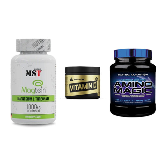 Ausdauer-Set: MST Magnesium + Peak Vitamin D + Scitec Amino – alle enthaltenen Artikel