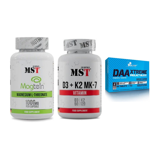 Ausdauer-Set: MST Magnesium + MST Vitamin D3 + Olimp DAA Xtreme – alle enthaltenen Artikel