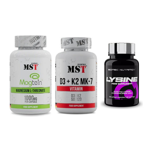 Ausdauer-Set: MST Magnesium + MST Vitamin D3 + Scitec Lysine – alle enthaltenen Artikel