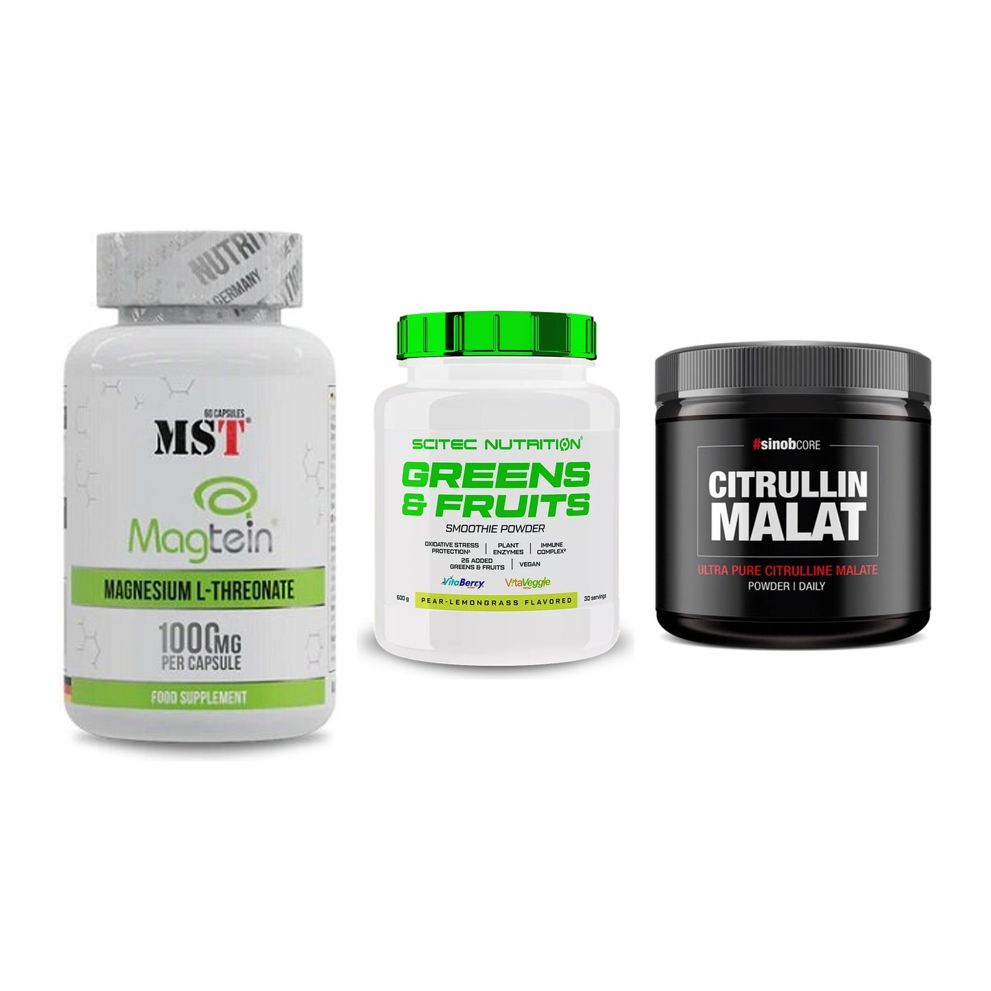 Ausdauer-Set: MST Magnesium + Scitec Greens + Sinob Core – alle enthaltenen Artikel