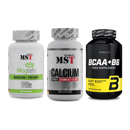 Ausdauer-Set: MST Magnesium + MST Calcium + BioTech BCAA+B6 – alle enthaltenen Artikel