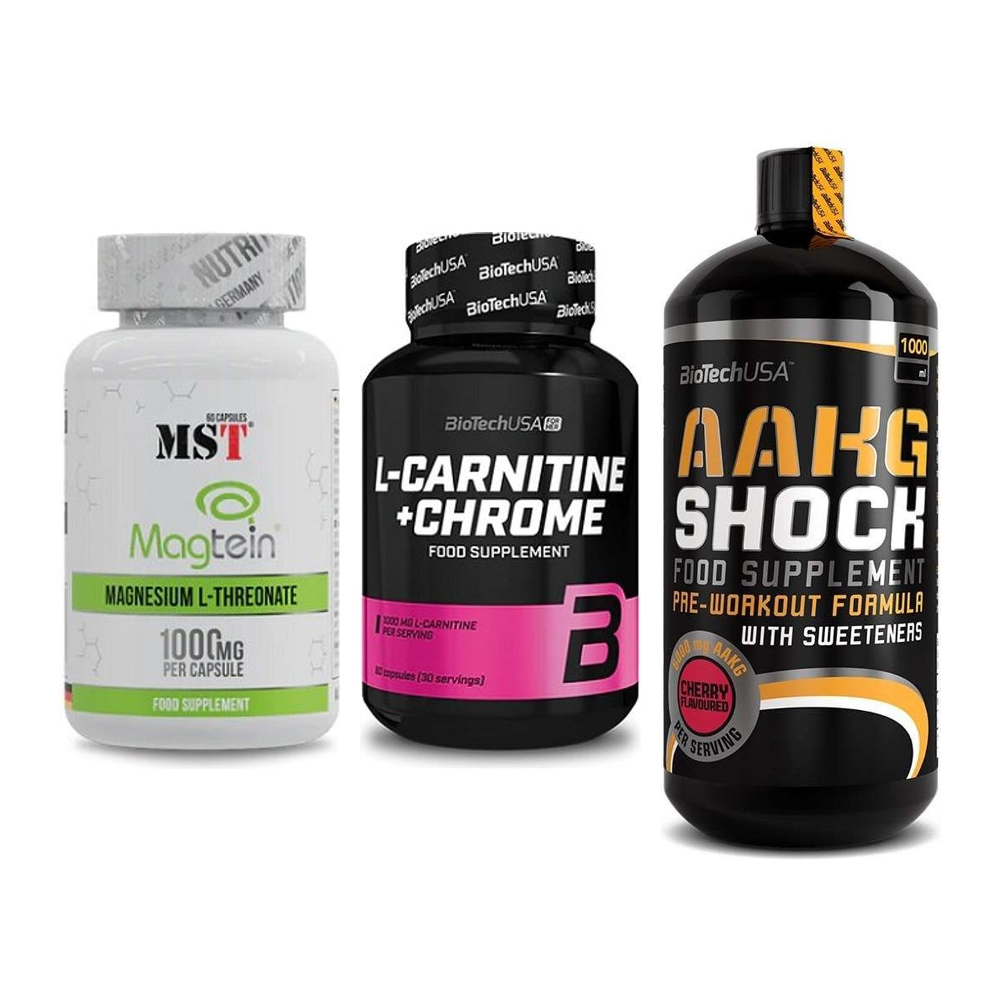 Ausdauer-Set: MST Magnesium + BioTech L-Carnit + BioTech AAKG – alle enthaltenen Artikel