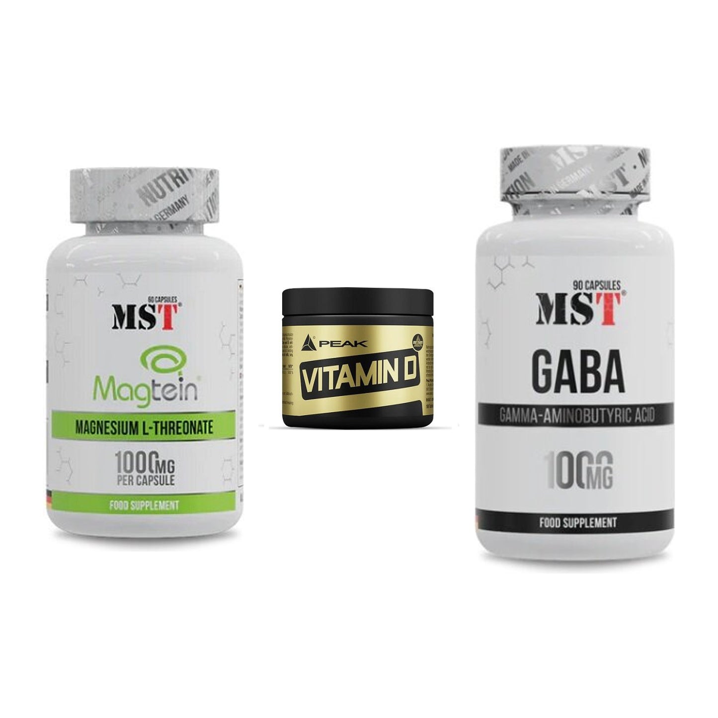 Ausdauer-Set: MST Magnesium + Peak Vitamin D + MST GABA 1000mg – alle enthaltenen Artikel