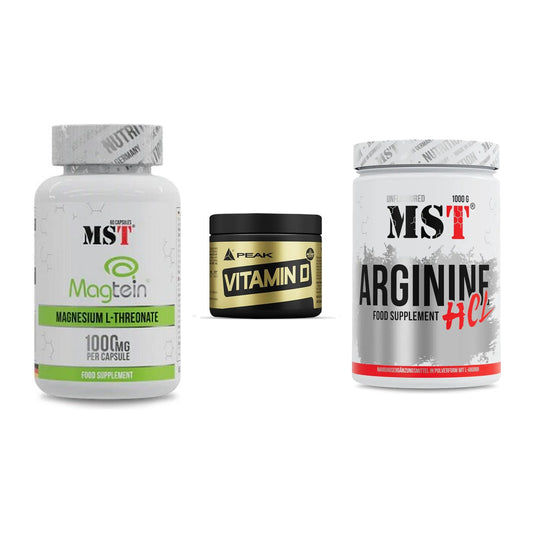 Ausdauer-Set: MST Magnesium + Peak Vitamin D + MST Arginine HCL – alle enthaltenen Artikel