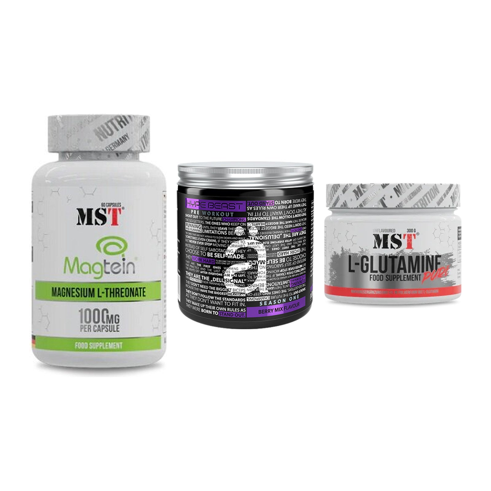 Ausdauer-Set: MST Magnesium + Nanosupps Hype + MST Glutamine – alle enthaltenen Artikel