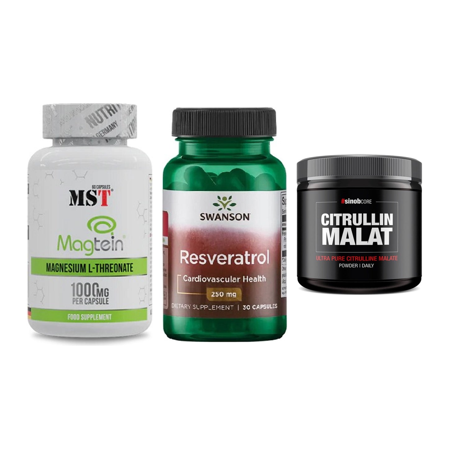 Ausdauer-Set: MST Magnesium + Swanson Resverat + Sinob Core – alle enthaltenen Artikel