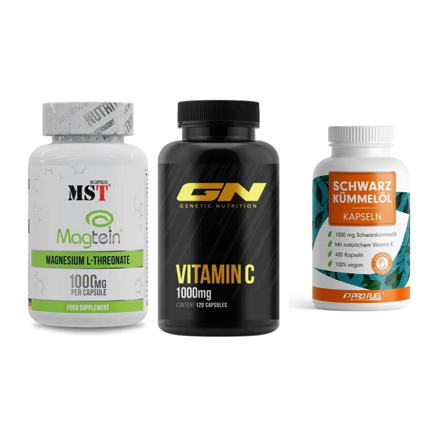 Ausdauer-Set: MST Magnesium + GN Vitamin C + ProFuel Schwarzk – alle enthaltenen Artikel
