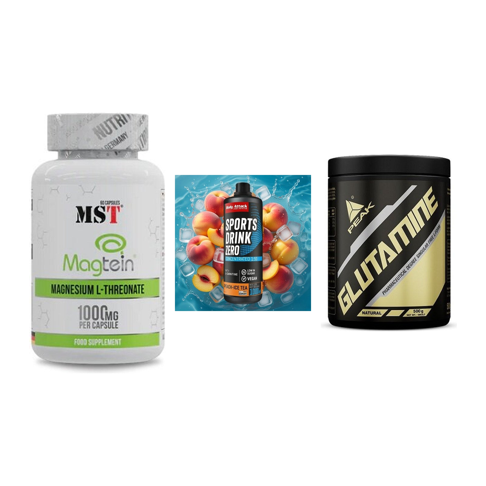 Ausdauer-Set: MST Magnesium + Body Attack + Peak Glutamin – alle enthaltenen Artikel