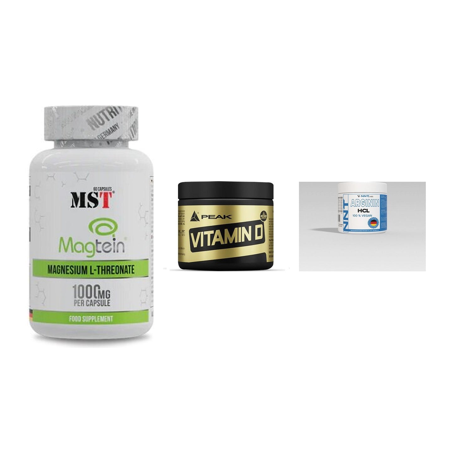 Ausdauer-Set: MST Magnesium + Peak Vitamin D + NNT Arginin – alle enthaltenen Artikel
