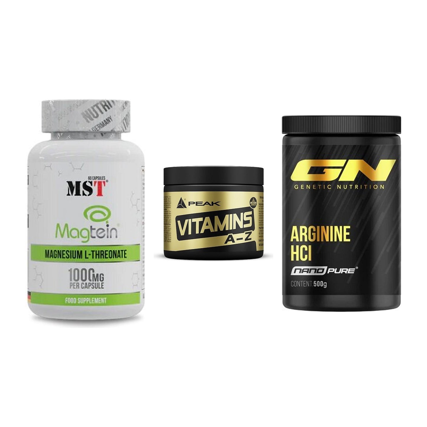 Ausdauer-Set: MST Magnesium + Peak Vitamin A-Z + GN Arginine HCL – alle enthaltenen Artikel