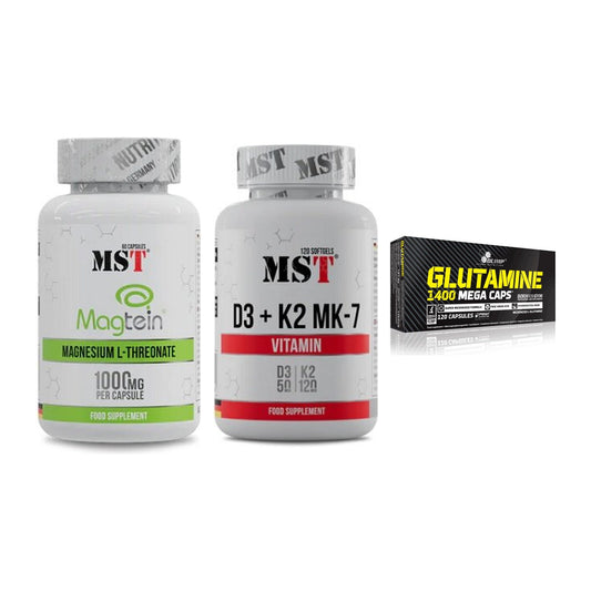 Ausdauer-Set: MST Magnesium + MST Vitamin D3 + Olimp L-Glutamin – alle enthaltenen Artikel