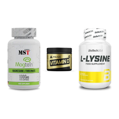 Ausdauer-Set: MST Magnesium + Peak Vitamin D + BioTech L-Lysine – alle enthaltenen Artikel