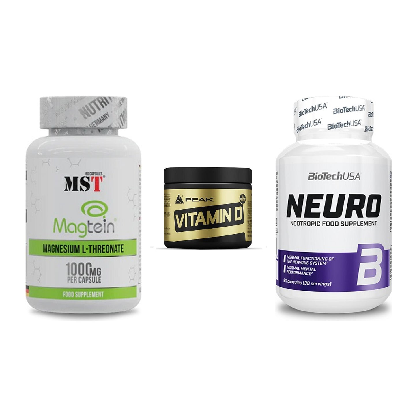 Ausdauer-Set: MST Magnesium + Peak Vitamin D + BioTech Neuro – alle enthaltenen Artikel