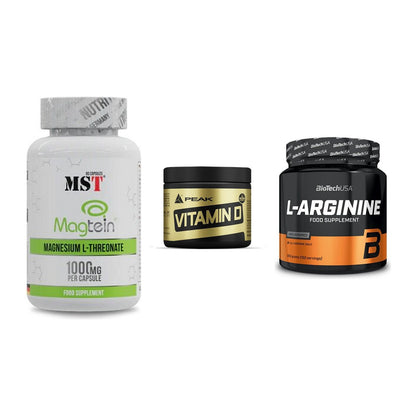 Ausdauer-Set: MST Magnesium + Peak Vitamin D + BioTech L-Argini – alle enthaltenen Artikel