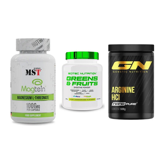 Ausdauer-Set: MST Magnesium + Scitec Greens + GN Arginine HCL – alle enthaltenen Artikel