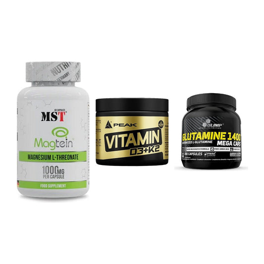 Ausdauer-Set: MST Magnesium + Peak Vitamin + Olimp L-Glutamin – alle enthaltenen Artikel