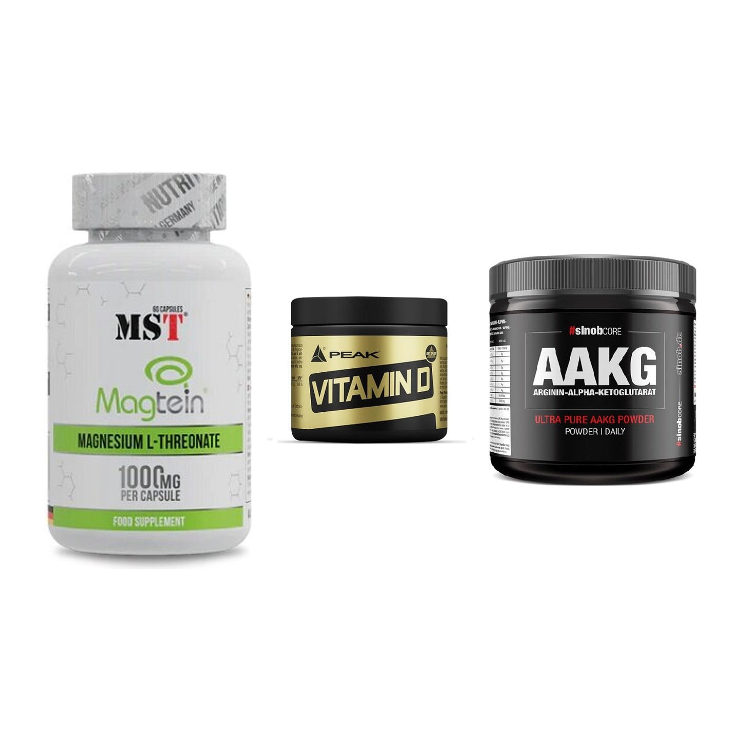 Ausdauer-Set: MST Magnesium + Peak Vitamin D + Sinob Core – alle enthaltenen Artikel