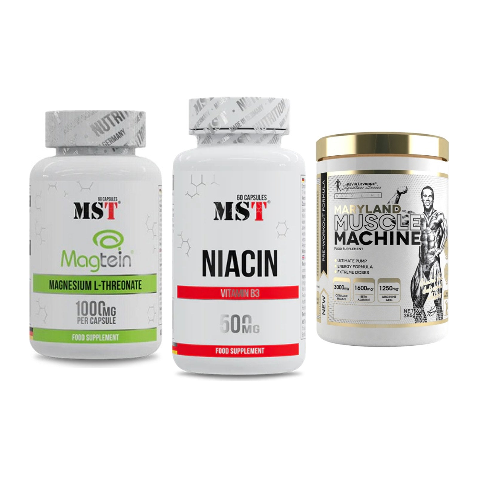 Ausdauer-Set: MST Magnesium + MST Niacin + Kevin Levrone – alle enthaltenen Artikel