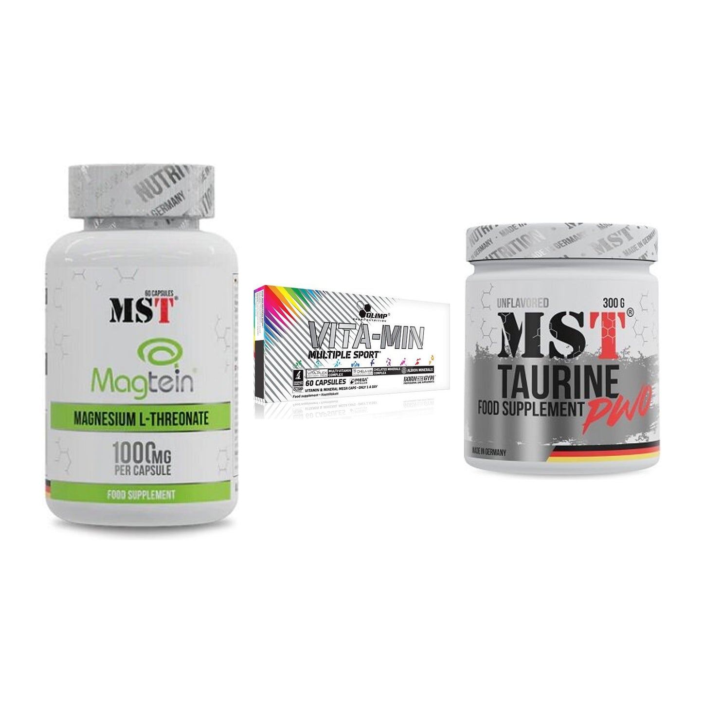 Ausdauer-Set: MST Magnesium + Olimp Vita-Min + MST Taurine – alle enthaltenen Artikel