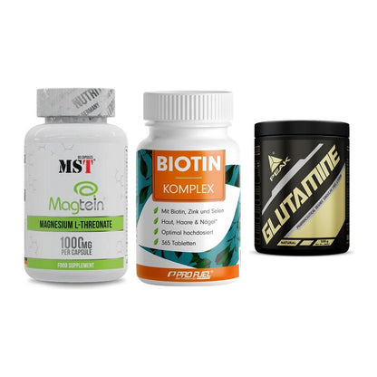Ausdauer-Set: MST Magnesium + ProFuel BIOTIN + Peak Glutamin – alle enthaltenen Artikel