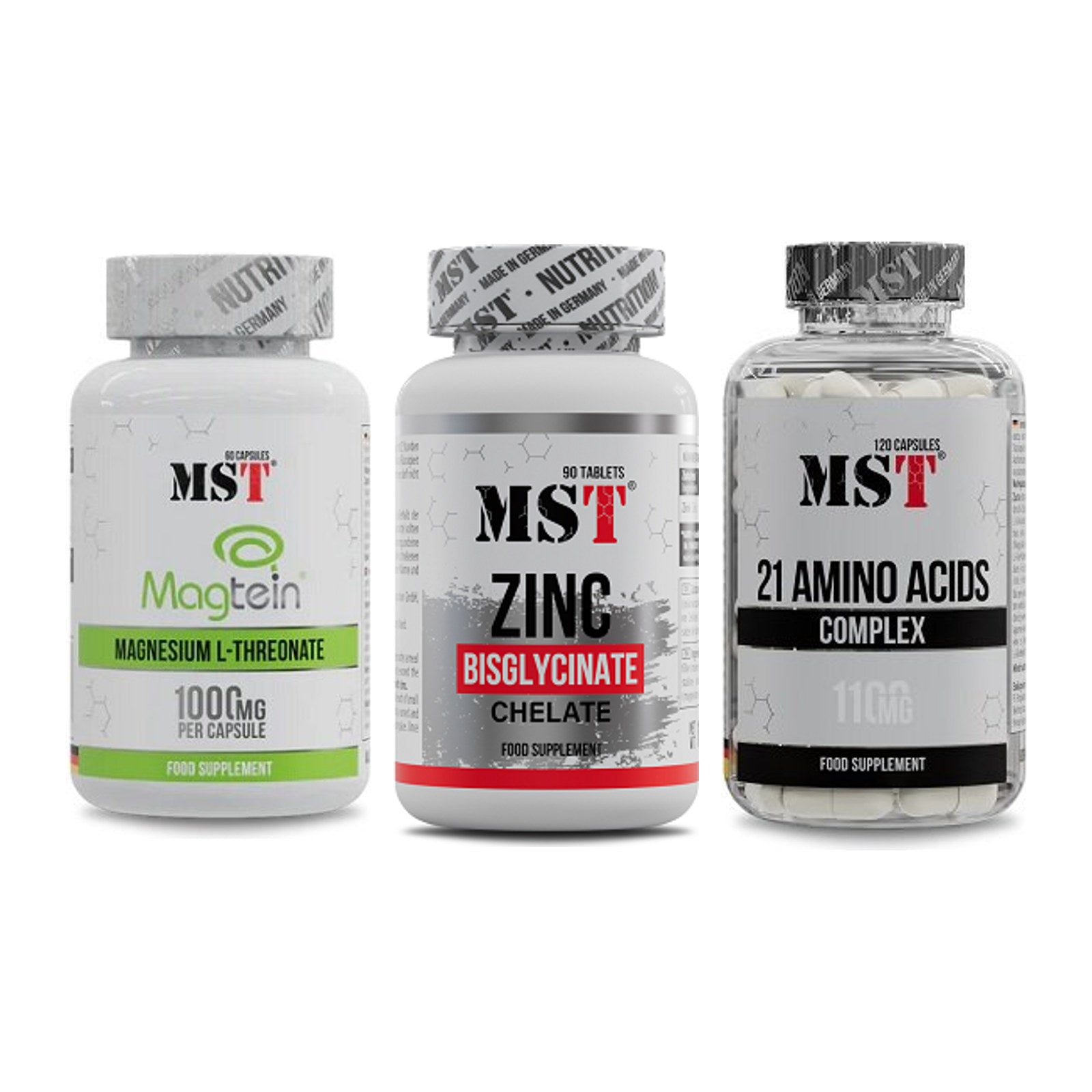 Ausdauer-Set: MST Magnesium + MST Zinc Chelate + MST 21 Amino – alle enthaltenen Artikel