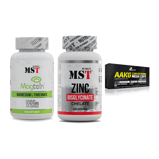 Ausdauer-Set: MST Magnesium + MST Zinc Chelate + Olimp AAKG – alle enthaltenen Artikel