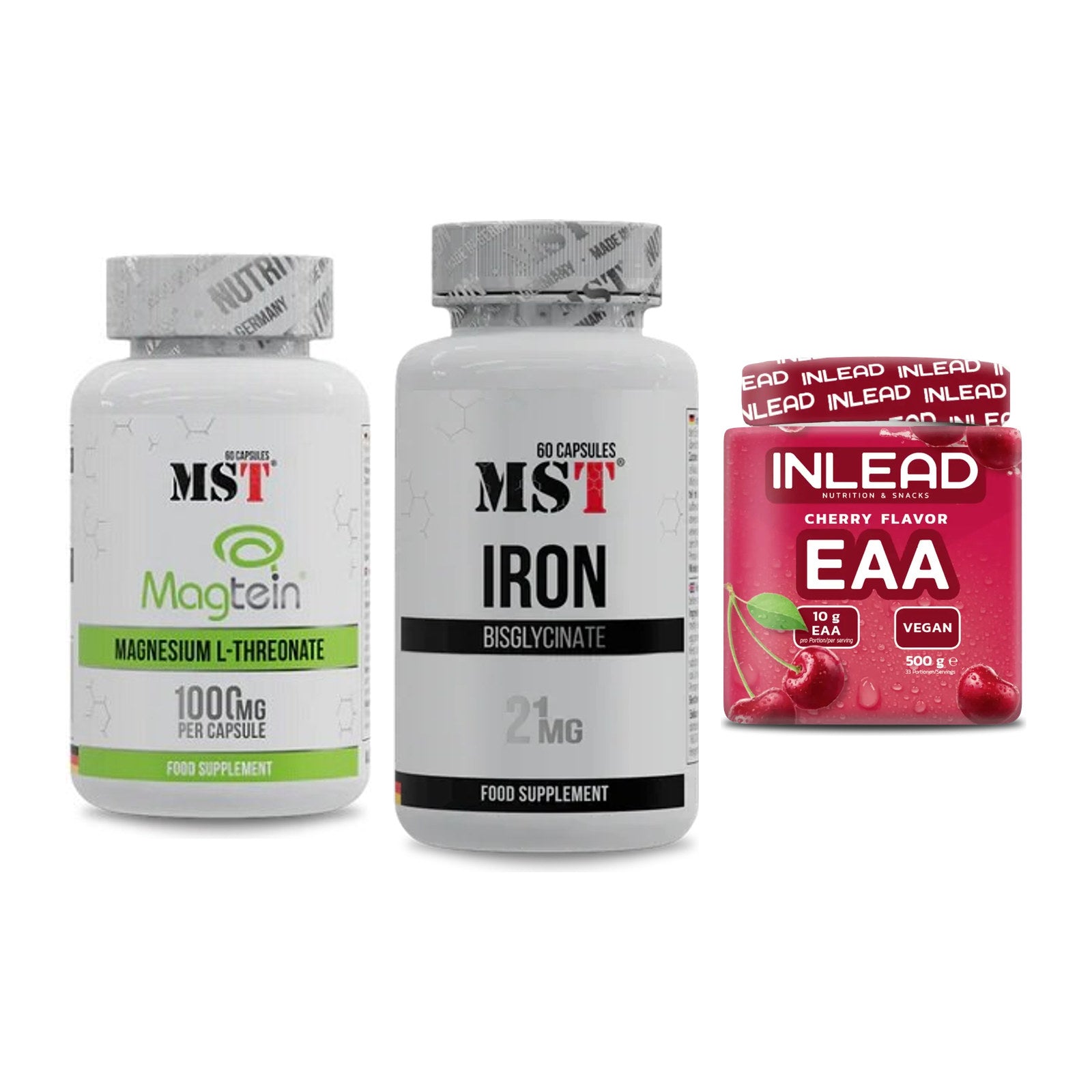 Ausdauer-Set: MST Magnesium + MST Iron Bisglyc + INLEAD EAA – alle enthaltenen Artikel