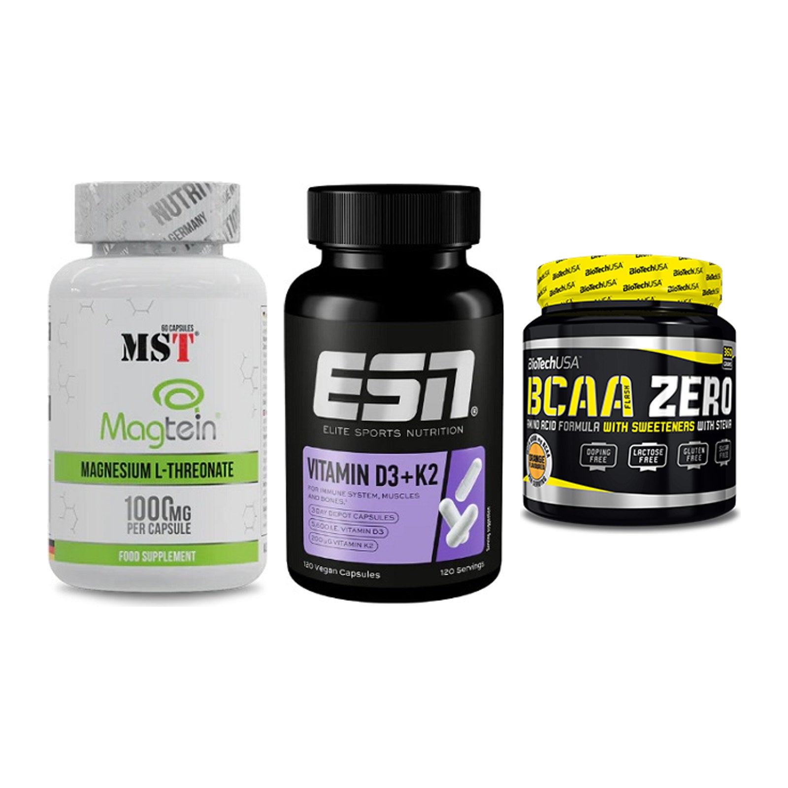 Ausdauer-Set: MST Magnesium + ESN Vitamin D3 + BioTech BCAA – alle enthaltenen Artikel
