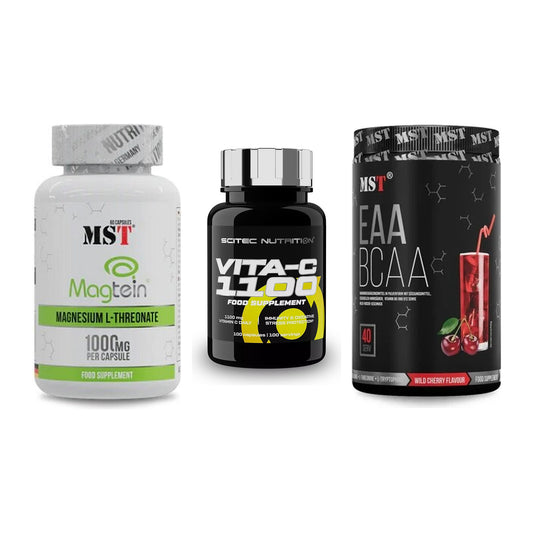 Ausdauer-Set: MST Magnesium + Scitec Vitamin C + MST EAA & BCAA – alle enthaltenen Artikel
